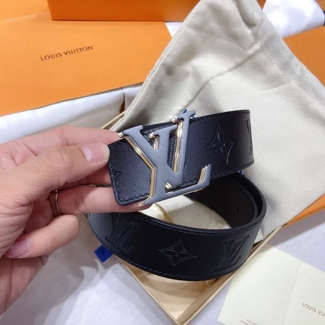 Louis Vuitton Monogram Black Silver Metal Turn-Lock Buckle Leather Belt 8