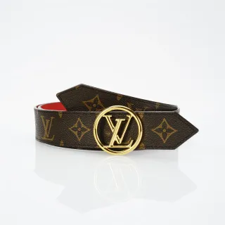 Louis Vuitton Monogram Canvas Belt Brown Gold Circular Buckle Leather Belt