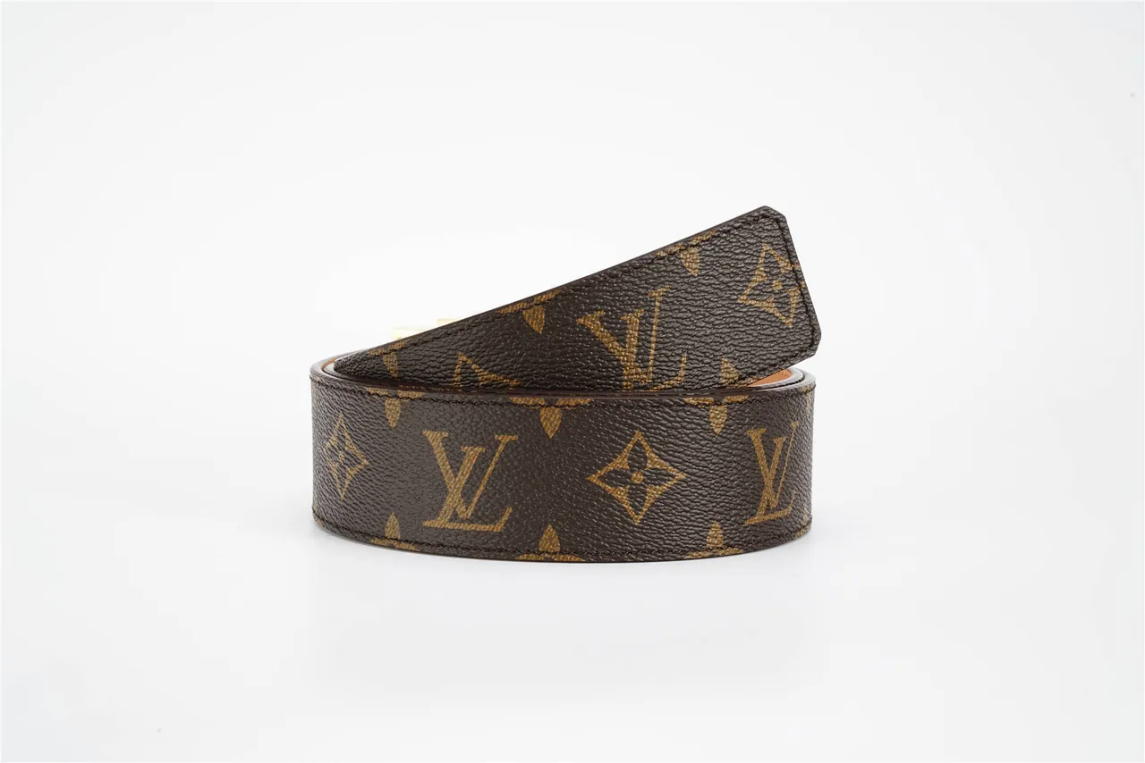 Louis Vuitton Monogram Canvas Belt Brown Gold LV Buckle Leather Belt 4