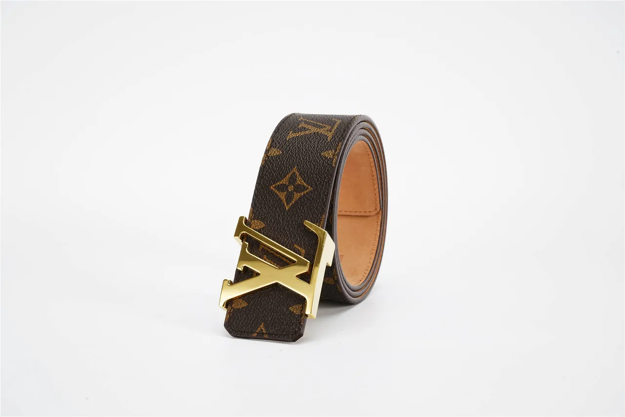 Louis Vuitton Monogram Canvas Belt Brown Gold LV Buckle Leather Belt 8