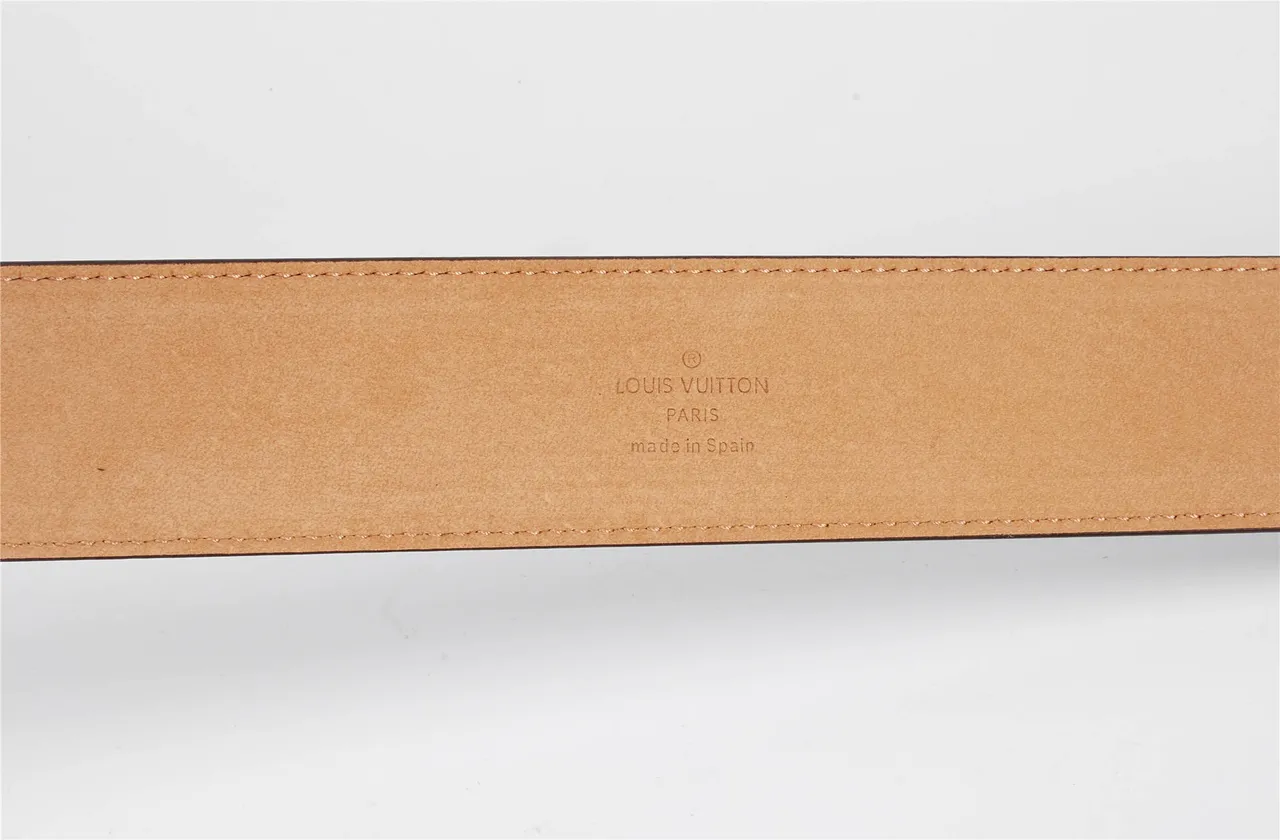 Louis Vuitton Monogram Canvas Belt Brown Gold LV Buckle Leather Belt 11