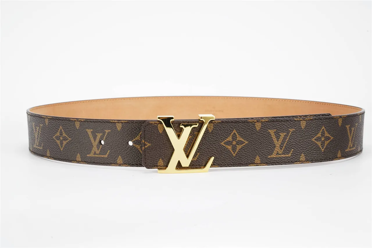 Louis Vuitton Monogram Canvas Belt Brown Gold LV Buckle Leather Belt 12