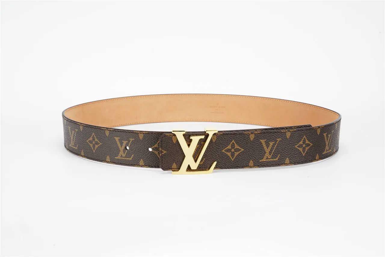 Louis Vuitton Monogram Canvas Belt Brown Gold LV Buckle Leather Belt 13