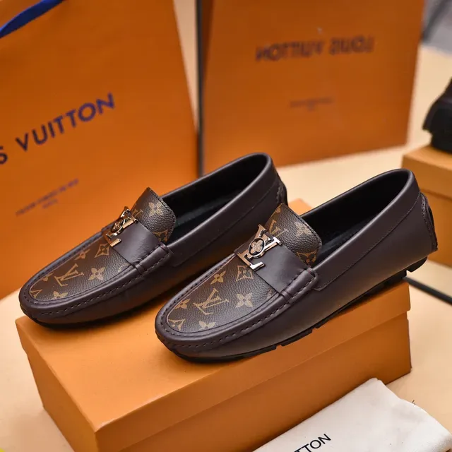 Louis Vuitton Monogram Canvas Leather Strap Loafers 9