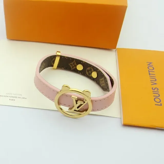 Louis Vuitton Monogram Circle Black Pink Circular LV Logo Clasp Canvas Bracelet 2