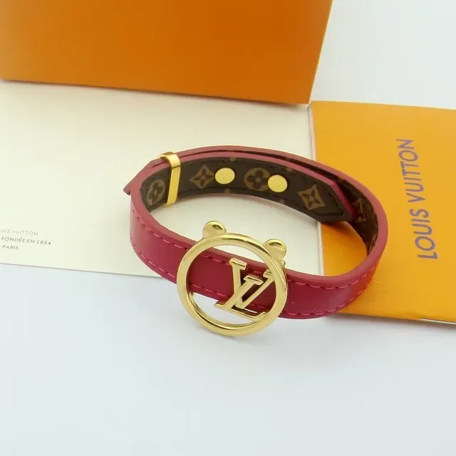 Louis Vuitton Monogram Circle Black Pink Circular LV Logo Clasp Canvas Bracelet 3