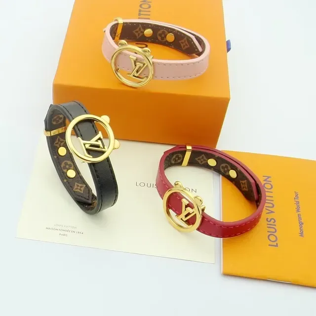 Louis Vuitton Monogram Circle Black Pink Circular LV Logo Clasp Canvas Bracelet 5