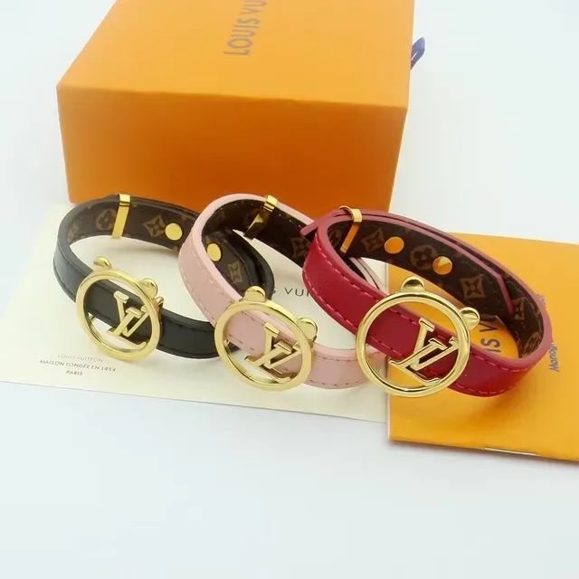 Louis Vuitton Monogram Circle Black Pink Circular LV Logo Clasp Canvas Bracelet 7