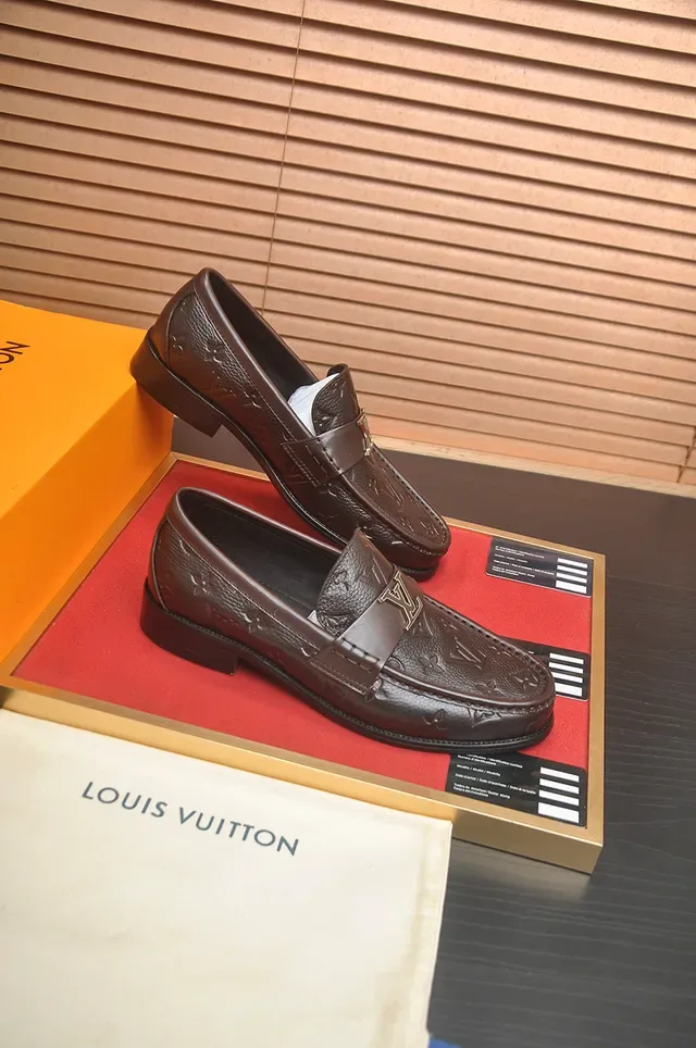 Louis Vuitton Monogram-Embossed Brown Leather Loafer 4