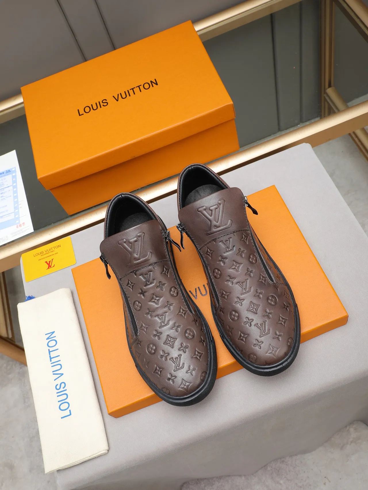 Louis Vuitton Monogram Embossed Brown Slip-On Casual Shoe 2
