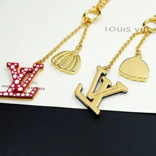 Louis Vuitton Monogram Enamel and Gold Shell Charm Necklaces