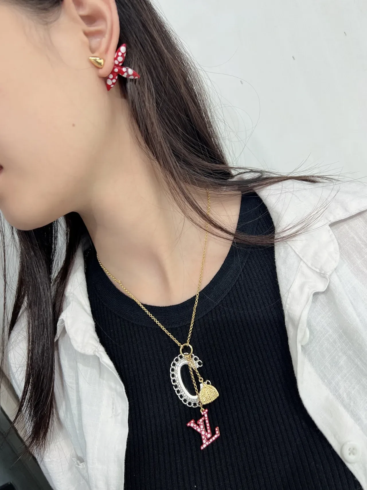 Louis Vuitton Monogram Enamel and Gold Shell Charm Necklaces 7