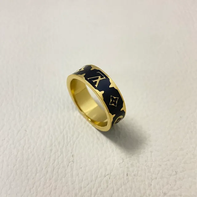 Louis Vuitton Monogram Anneau en émail blanc et noir à large bande 6