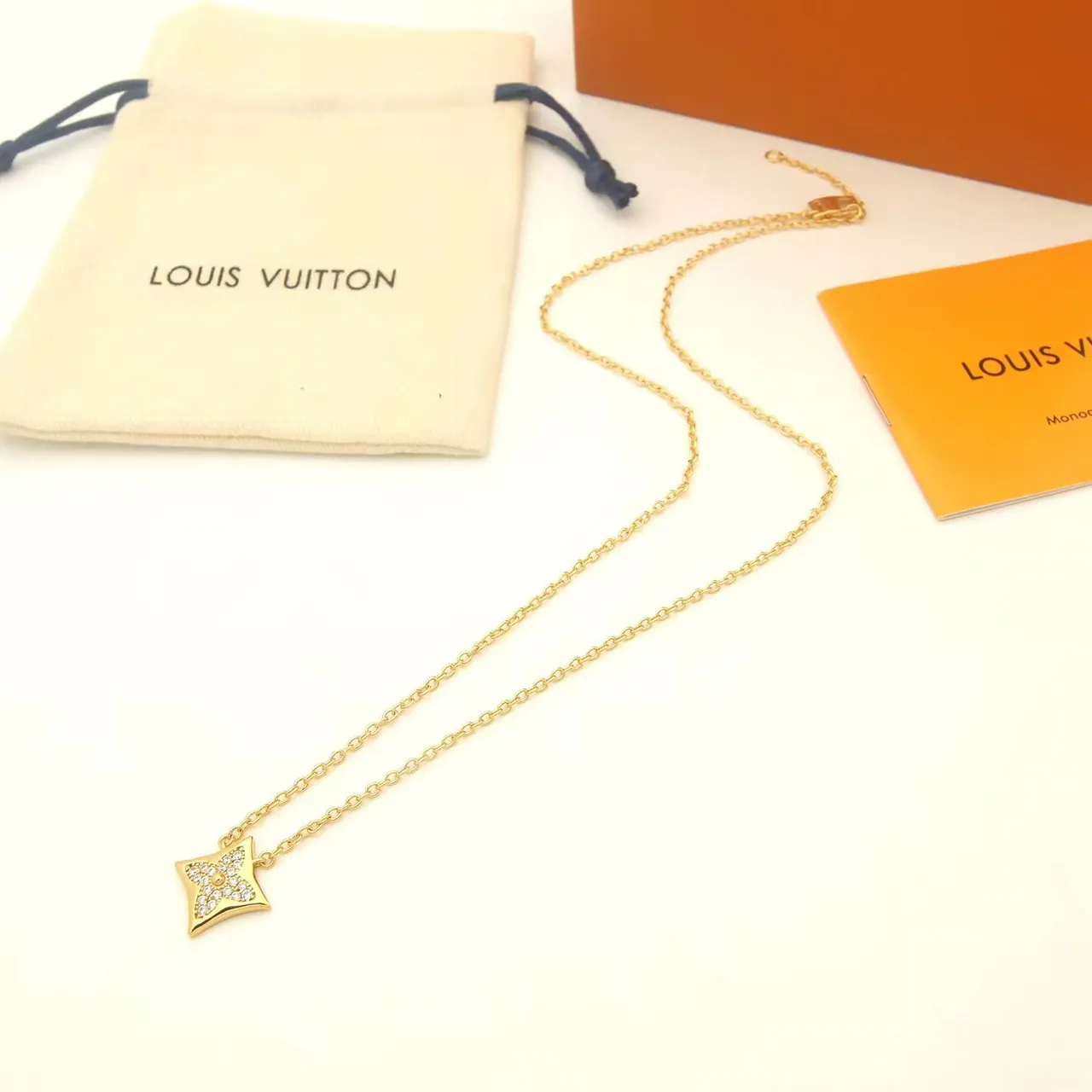 Louis Vuitton Monogram Flower and LV Star Pavé Pendant Necklaces 3