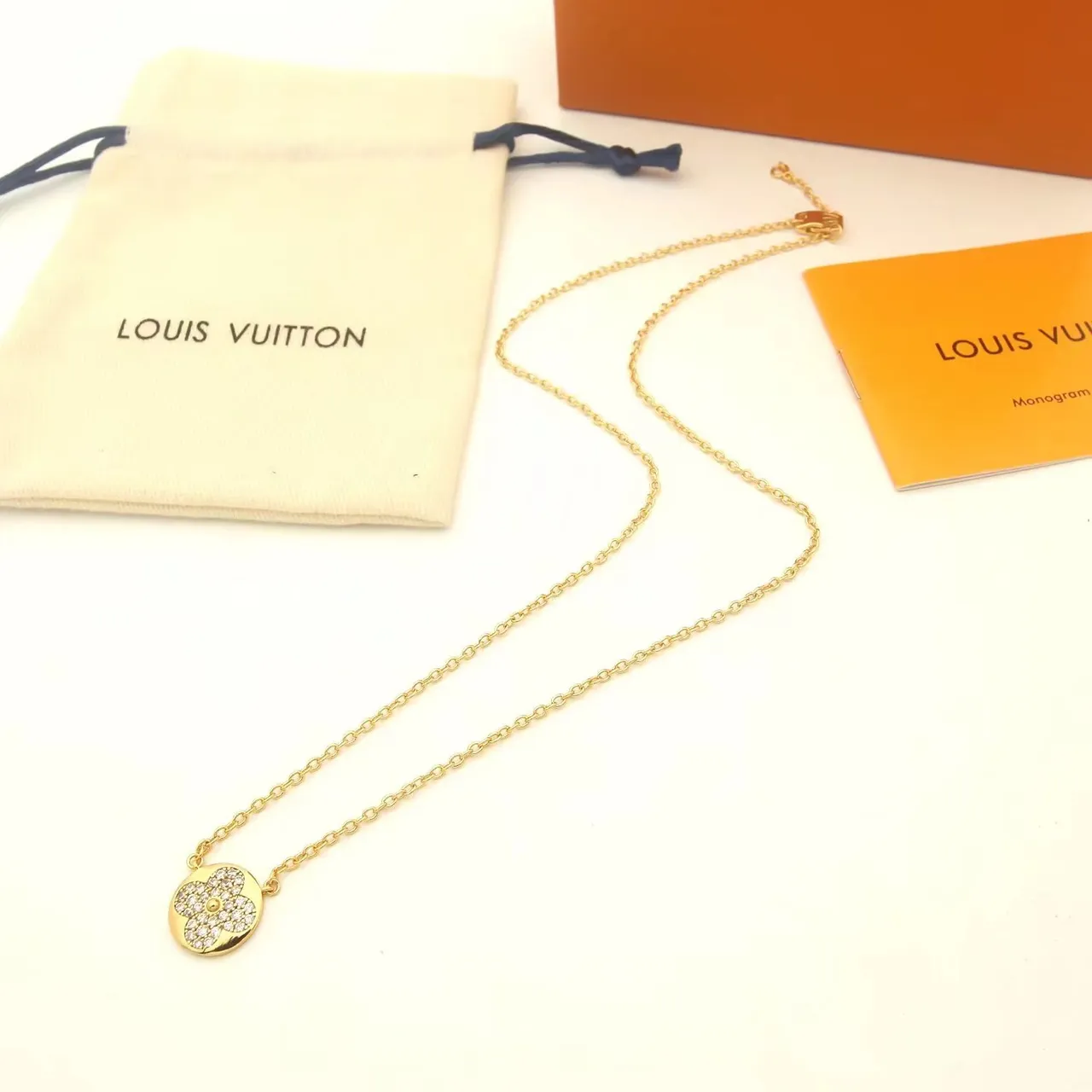 Louis Vuitton Monogram Flower and LV Star Pavé Pendant Necklaces 6