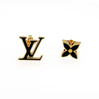 Louis Vuitton Monogram Flower Asymmetrical Enamel Stud Earrings