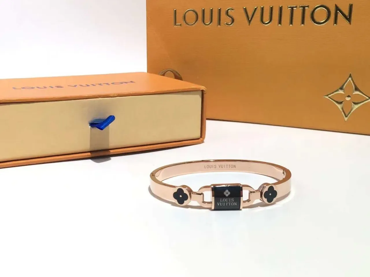 Louis Vuitton Monogram Flower Enamel Plaque Hinged Bangle Bracelets 7