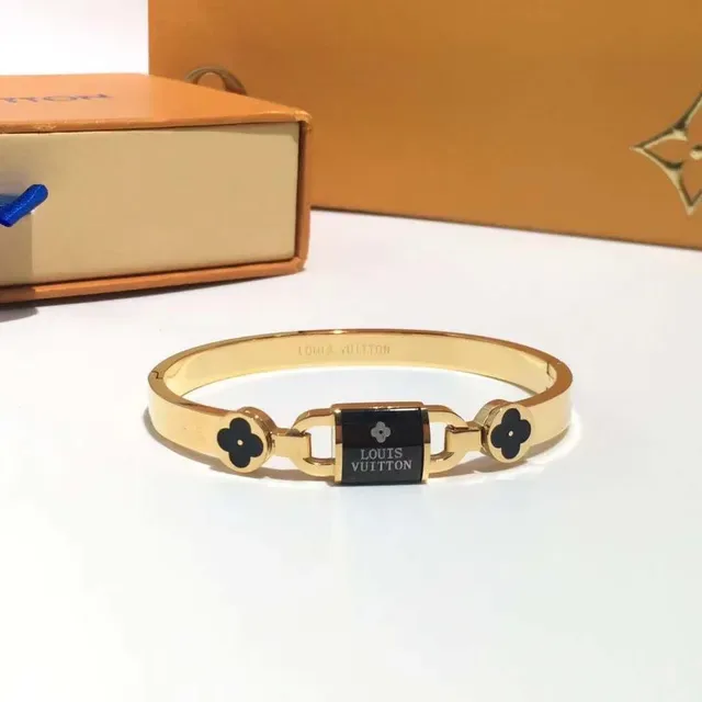 Louis Vuitton Monogram Flower Enamel Plaque Hinged Bangle Bracelets 8