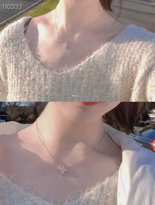 Louis Vuitton Monogram Flower Pink Mother-of-Pearl Necklace 7