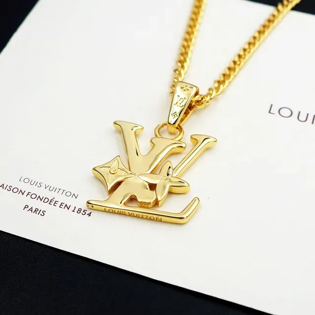 Louis Vuitton Monogram Flower Silver Gold Pendant Floral Motif Necklace 3