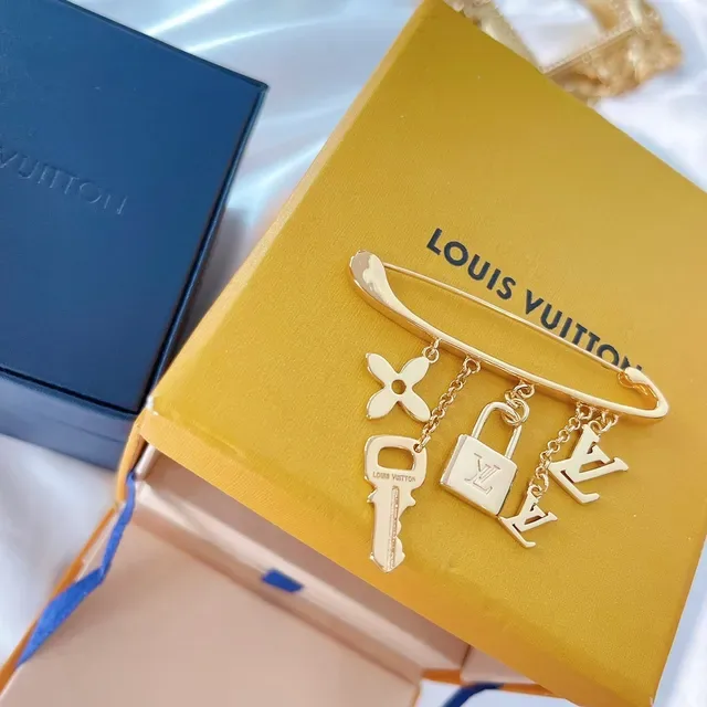 Louis Vuitton Monogram Icons Gold-Tone Safety Pin Brooch 6
