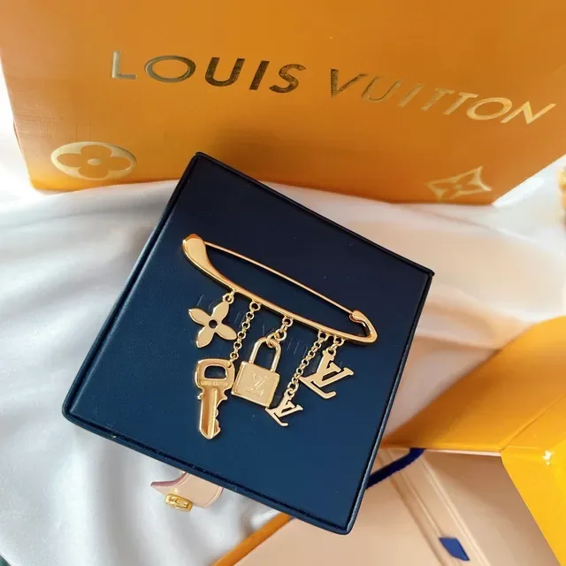 Louis Vuitton Monogram Icons Gold-Tone Safety Pin Brooch 7