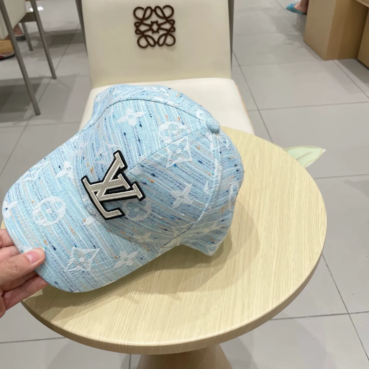 Louis Vuitton Monogram Jacquard Light Blue Embroidered LV Baseball Cap 5