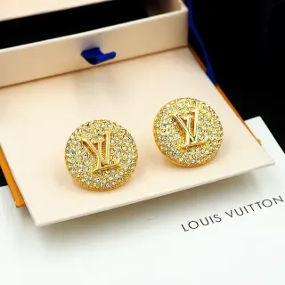 Louis Vuitton Monogram Jewellery Gold Transparent Circular Pavé-Crystal Earrings