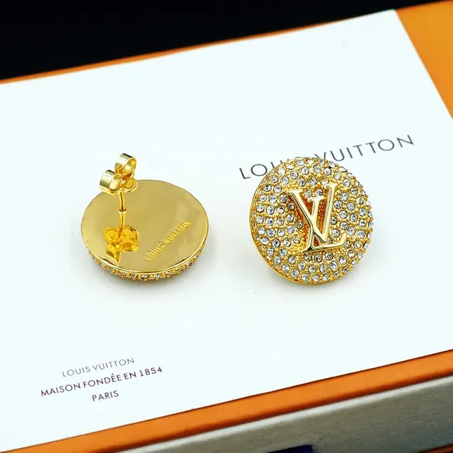 Louis Vuitton Monogram Jewellery Gold Transparent Circular Pavé-Crystal Earrings 2