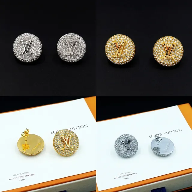 Louis Vuitton Monogram Jewellery Gold Transparent Circular Pavé-Crystal Earrings 3