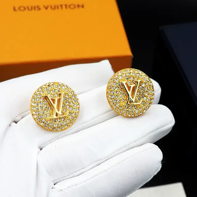 Louis Vuitton Monogram Jewellery Gold Transparent Circular Pavé-Crystal Earrings 4