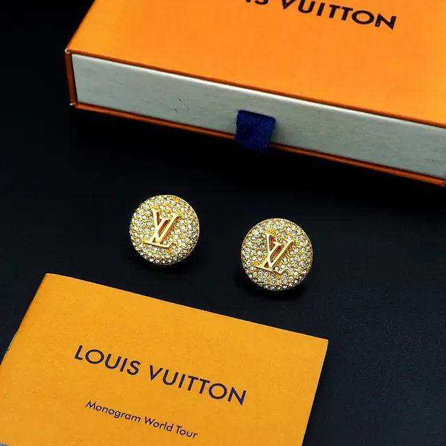 Louis Vuitton Monogram Jewellery Gold Transparent Circular Pavé-Crystal Earrings 5