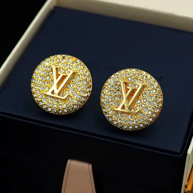 Louis Vuitton Monogram Jewellery Gold Transparent Circular Pavé-Crystal Earrings 7