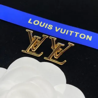 Louis Vuitton Monogram LV Gold-Tone Stud Earrings