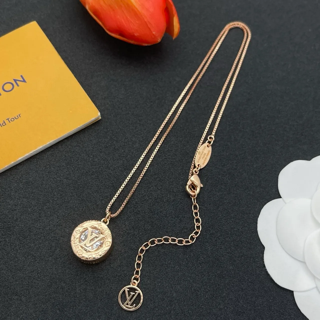 Louis Vuitton Monogram Medallion Gold-Tone Circular Pendant Necklace 10