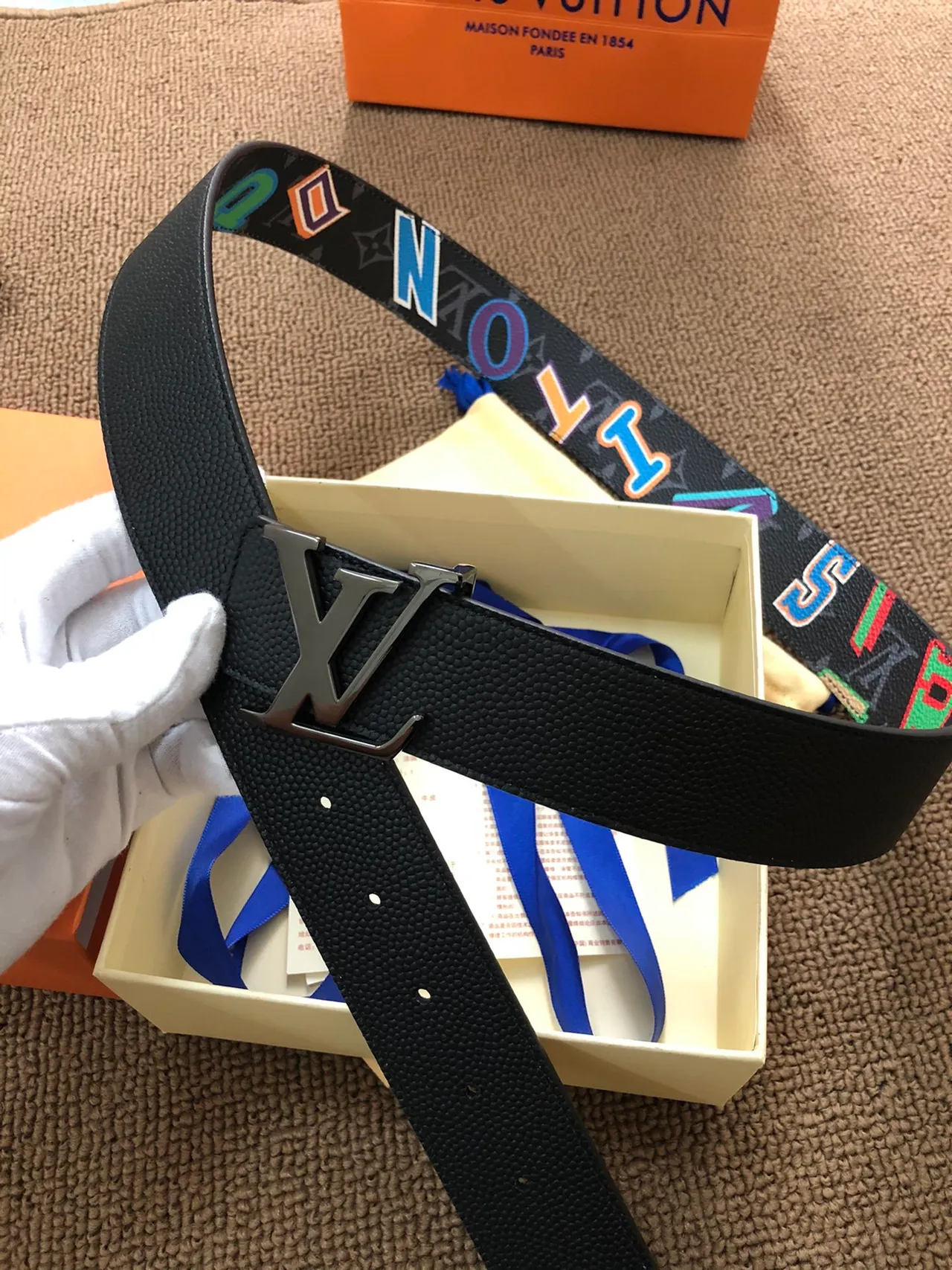 Louis Vuitton Monogram Multicolore Alphabet Leather Belt 5
