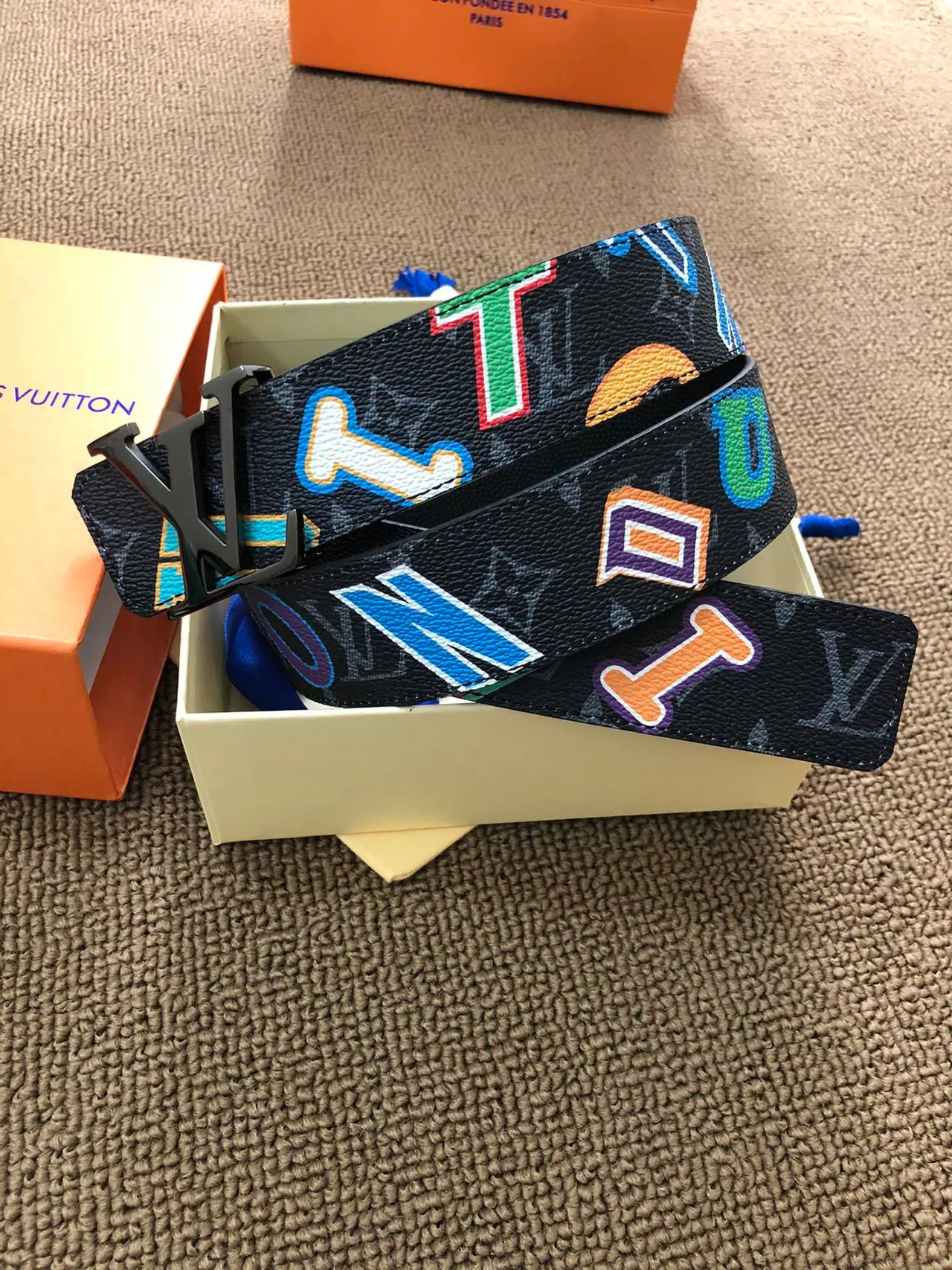Louis Vuitton Monogram Multicolore Alphabet Leather Belt 8