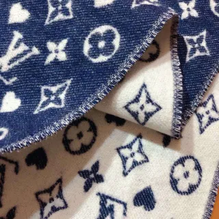 Louis Vuitton Monogram Navy Beige डबल-फेस्ड स्कार्फ