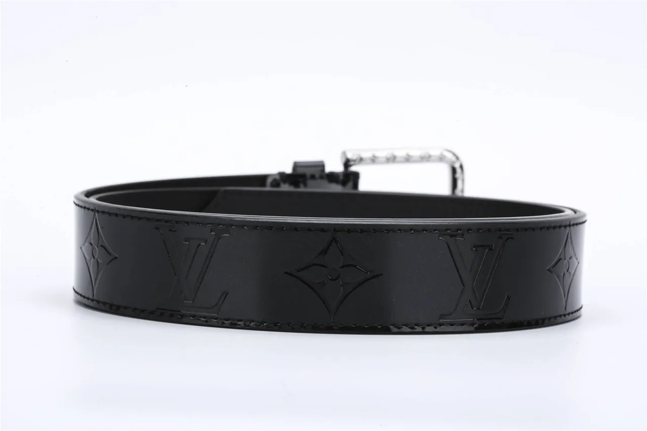 Louis Vuitton Monogram Patent Black Silver Leather Belt 4
