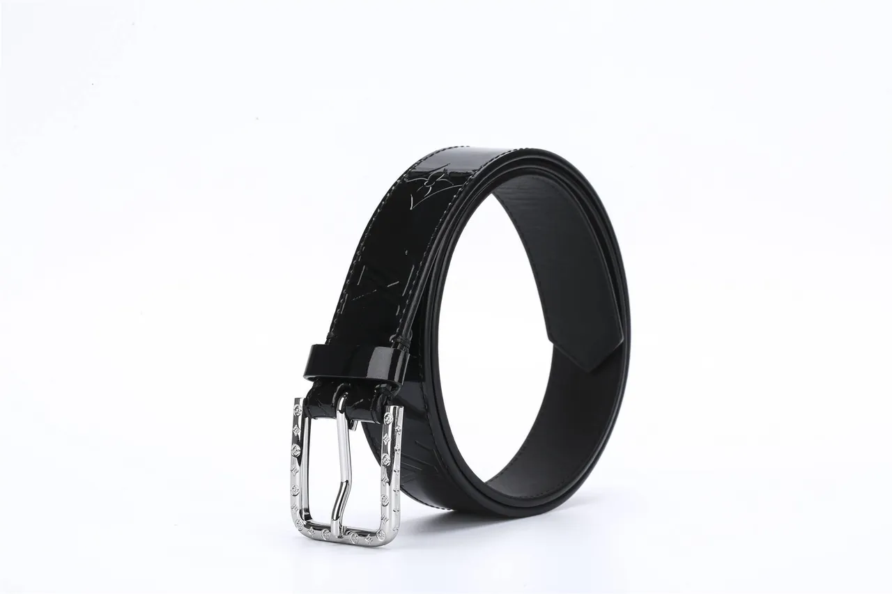 Louis Vuitton Monogram Patent Black Silver Leather Belt 5
