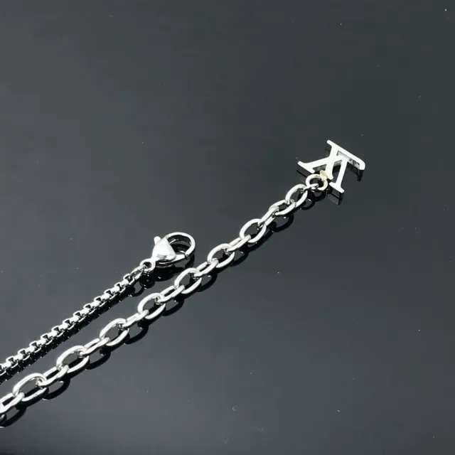 Louis Vuitton Monogram Pendant Necklace Silver Green Ball-Chain Necklace 2