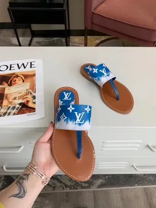 Louis Vuitton Monogram Tie-Dye Thong Slide Casual Sandals 9