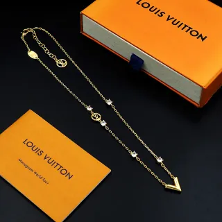 Louis Vuitton Monogram 世界巡回 金色调 水晶 项链