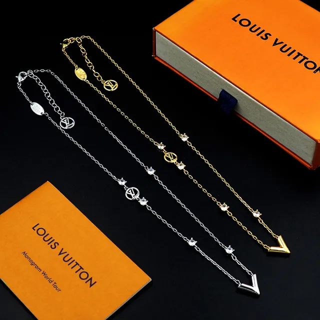 Louis Vuitton Monogram World Tour Gold-Tone Crystal Necklace 9