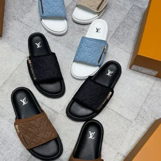 Louis Vuitton Monogram ज़िपर स्ट्रैप स्लाइड स्लिपर्स