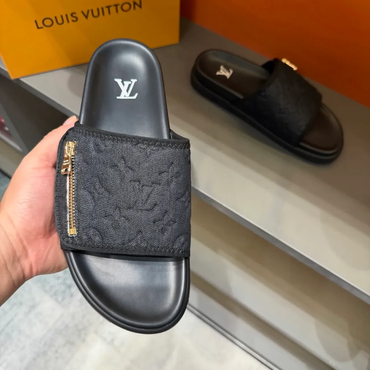 Louis Vuitton Monogram Zipper Strap Slide Slippers 2