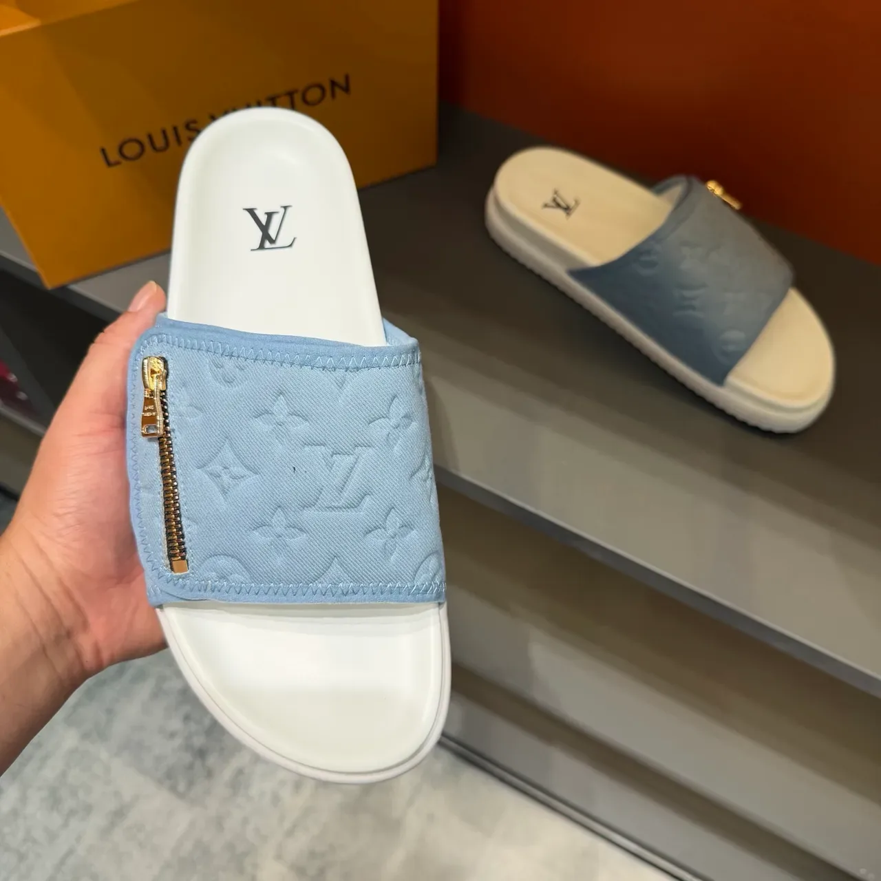 Louis Vuitton Monogram Zipper Strap Slide Slippers 3