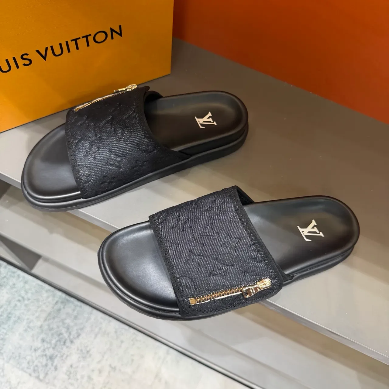 Louis Vuitton Monogram Zipper Strap Slide Slippers 6