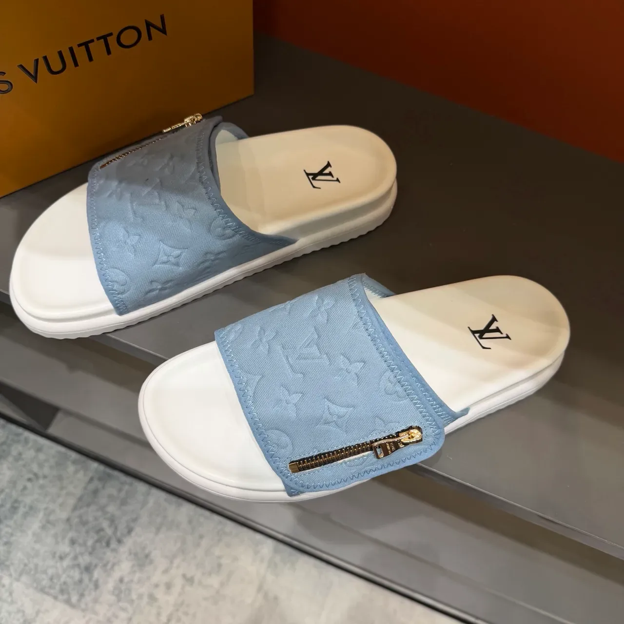Louis Vuitton Monogram Zipper Strap Slide Slippers 7