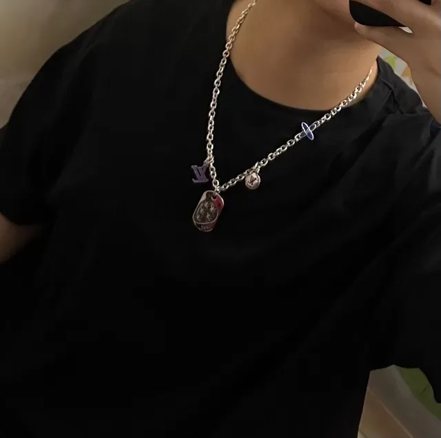 Louis Vuitton Multi Charm Silver Blue Chain Necklace 2